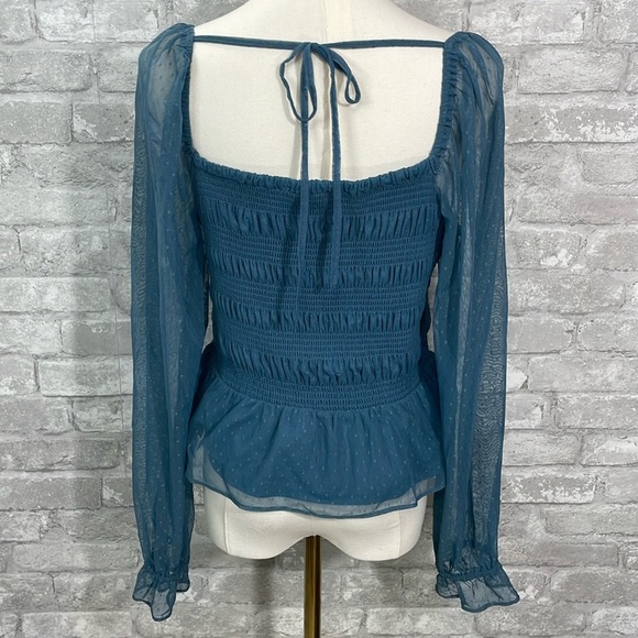 LC Lauren Conrad Smocked Swiss Dot Top - Picture 2 of 5